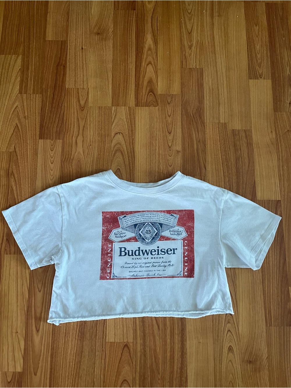 Budweiser White Cropped Graphic Tee